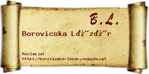 Borovicska Lázár névjegykártya